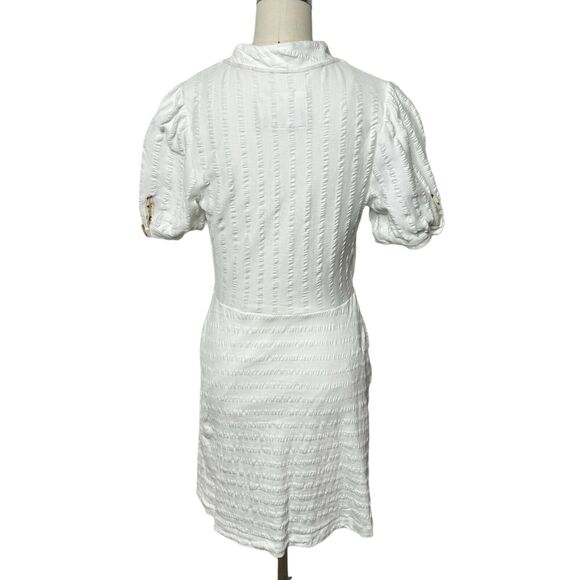 Anthropologie Maeve Collared Button Front Dress White Pockets Womens Size Small - Picture 8 of 9